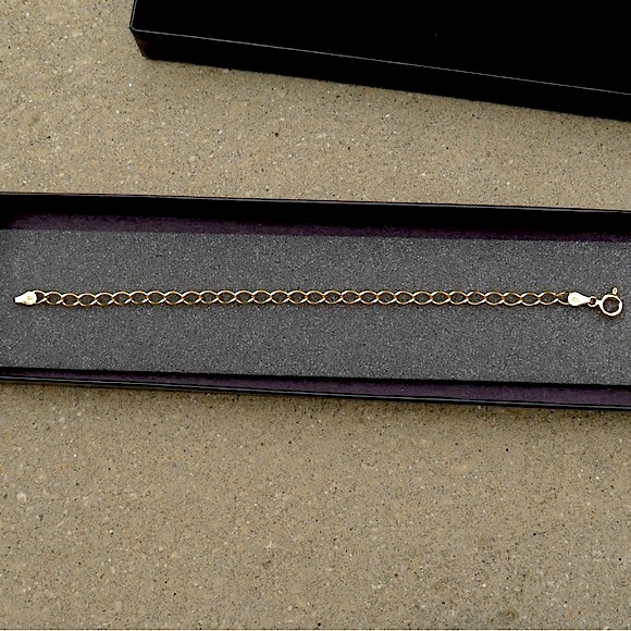 Gold over sterling silver 925 4mm curb chain link bracelet 6.75” - Picture 1 of 6
